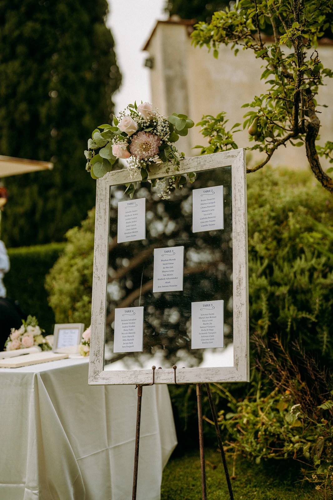 Tableau de mariage con specchio, allestimento a cura  di euphoria events