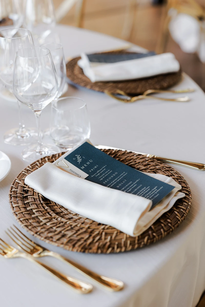 Stationery coordinata realizzata de Ilaria euphoria events, menù e segnaposto